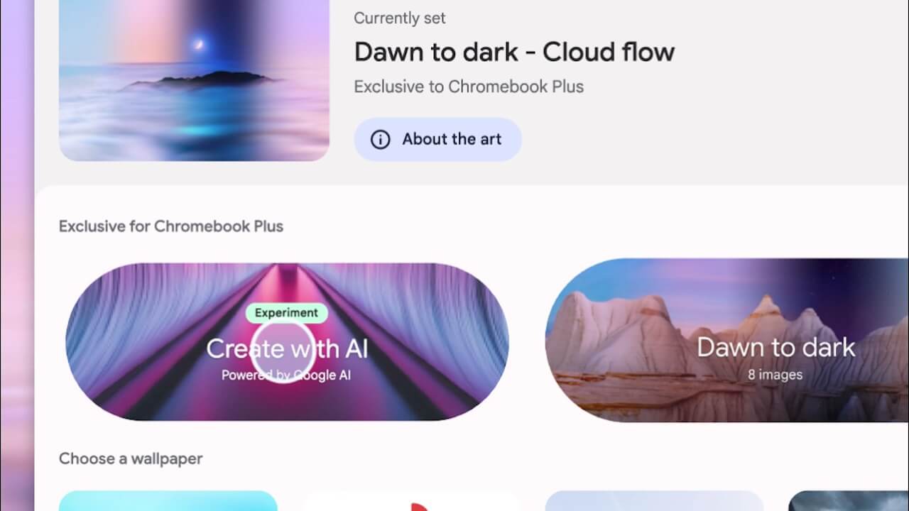 Google AI！「Chromebook Plus」生成AI壁紙作成機能提供