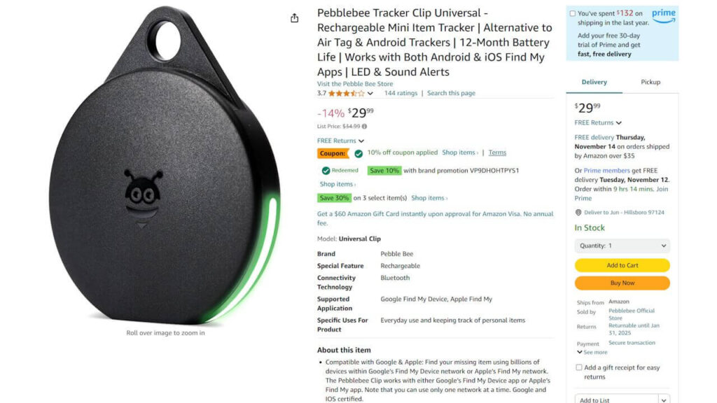 Pebblebee Clip Universal