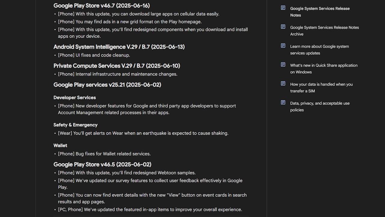 Google System Update