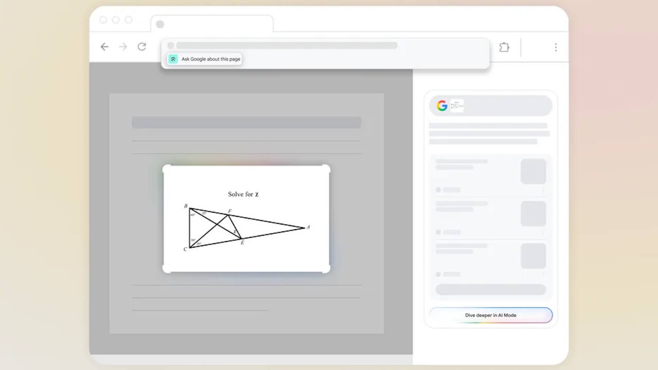 Chrome「Google レンズ」AI Mode統合