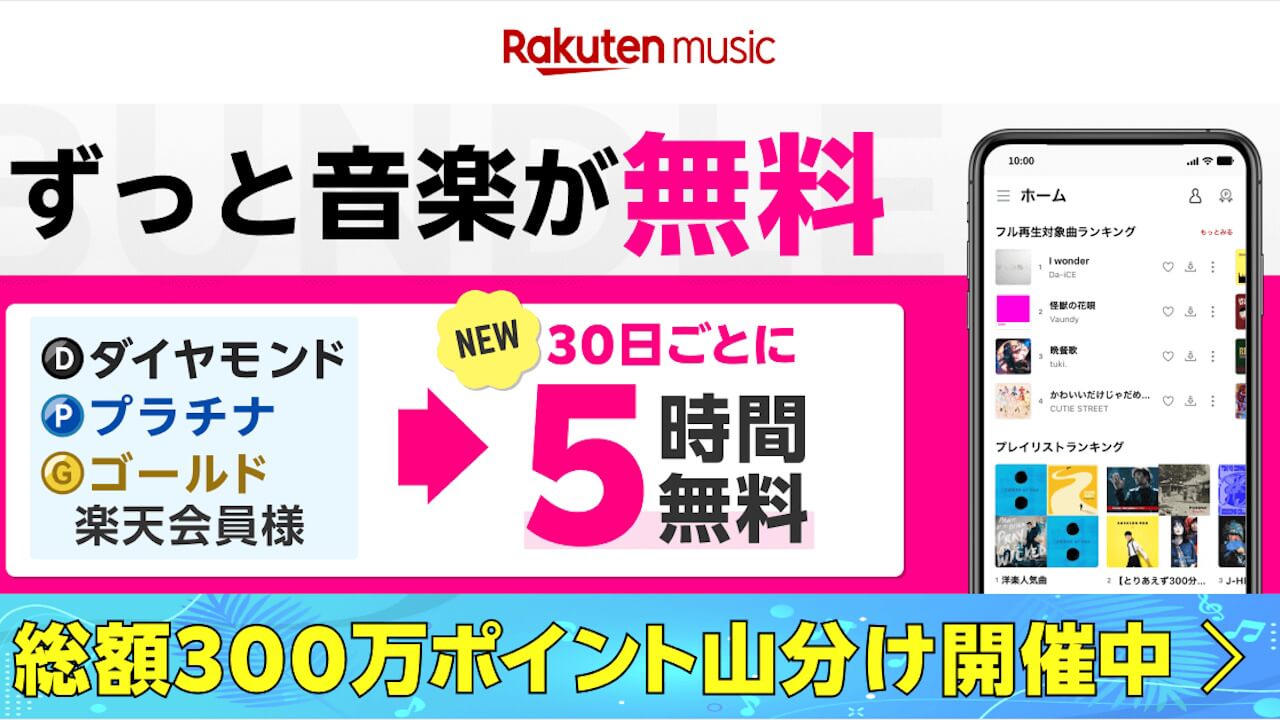 Rakuten Music「バンドルプラン」楽天会員追加