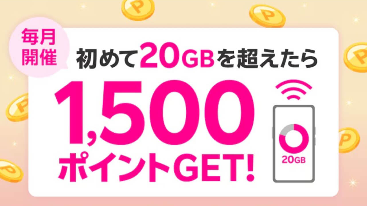 初めて一回限り！「楽天モバイル20GBを超えるデータ利用で1,500ポイント」キャンペーン開催【2025年8月】