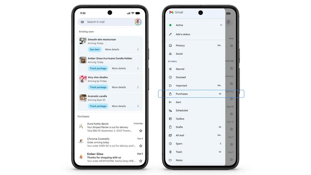Gmail「購入」メニュー新設