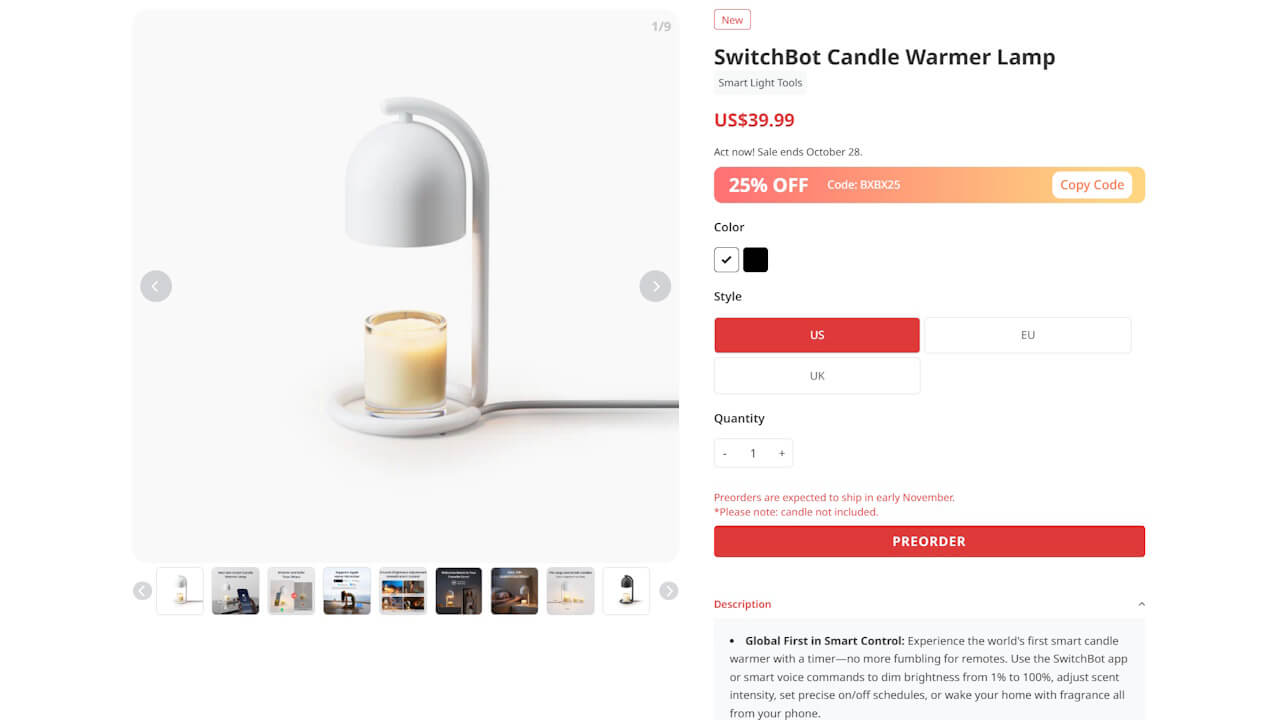 SwitchBot Candle Warmer Lamp