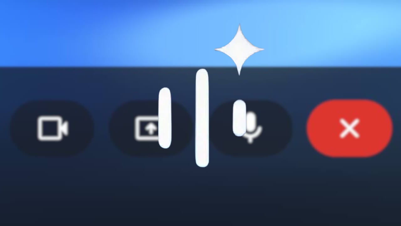 「Gemini Live」ミュートボタン展開