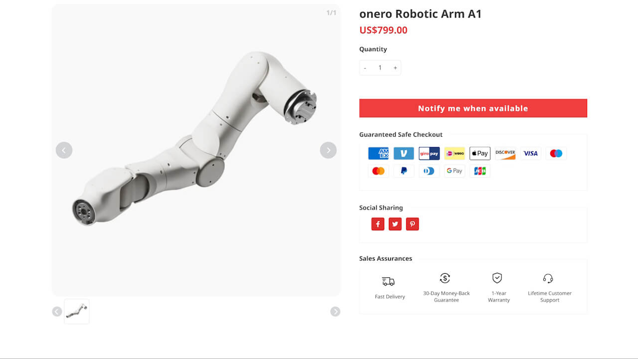 onero Robotic Arm A1
