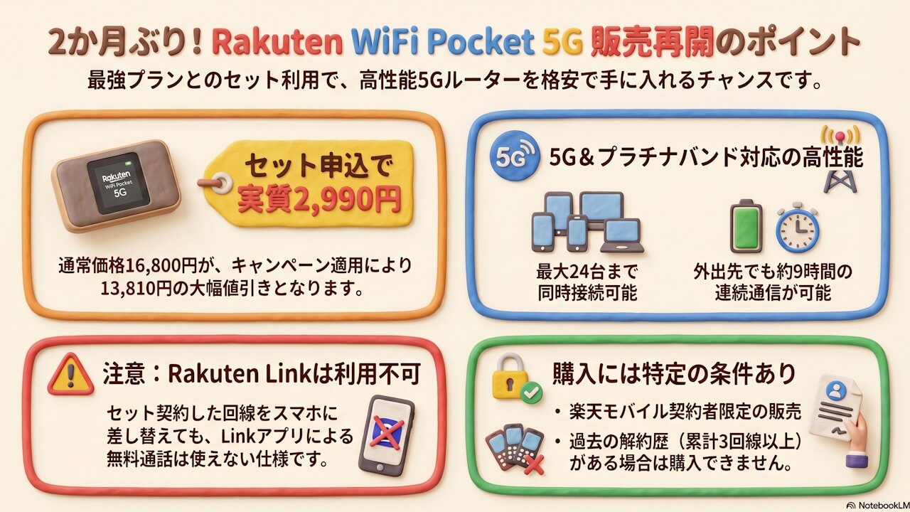 2か月ぶり！「Rakuten WiFi Pocket 5G」販売再開 – Jetstream