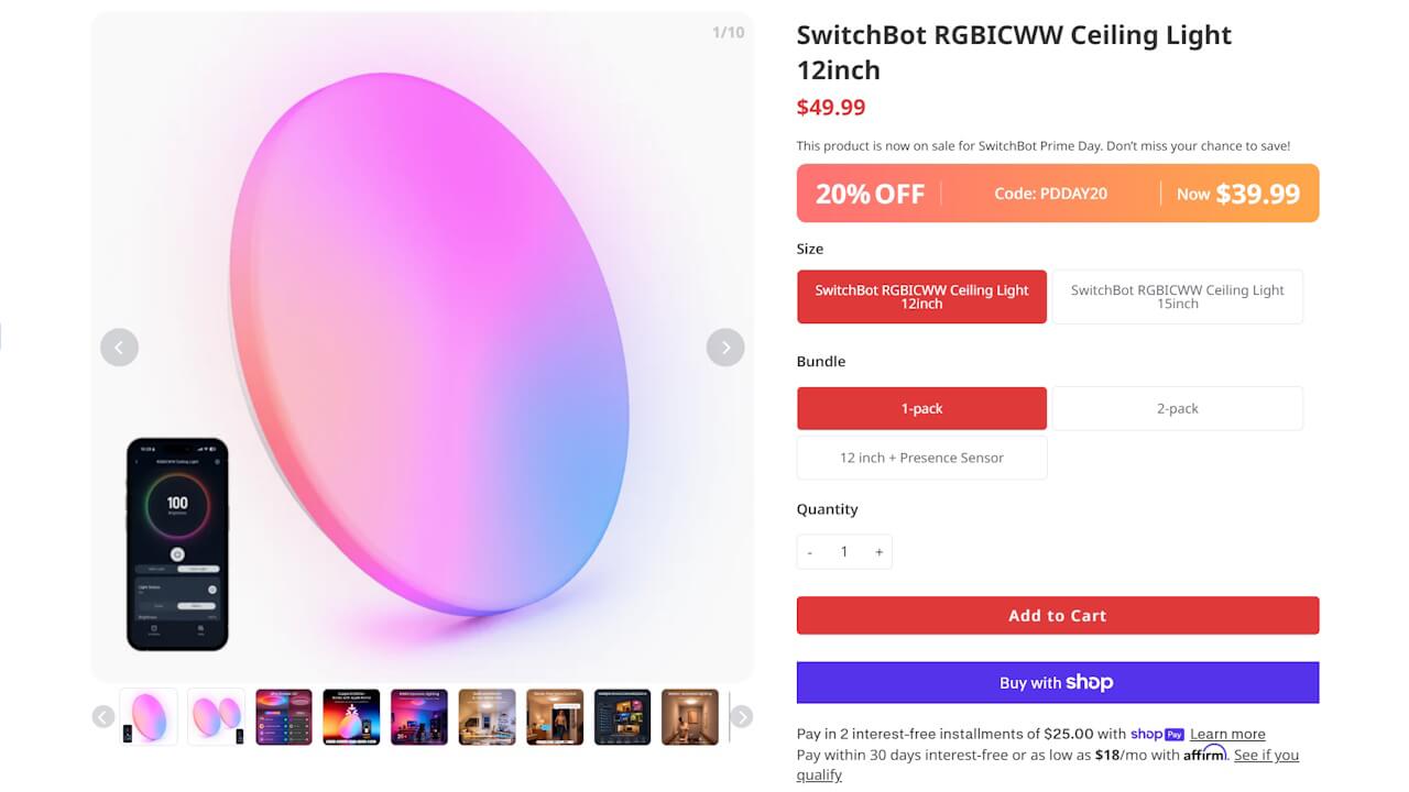 SwitchBot RGBICWW Ceiling Light 12